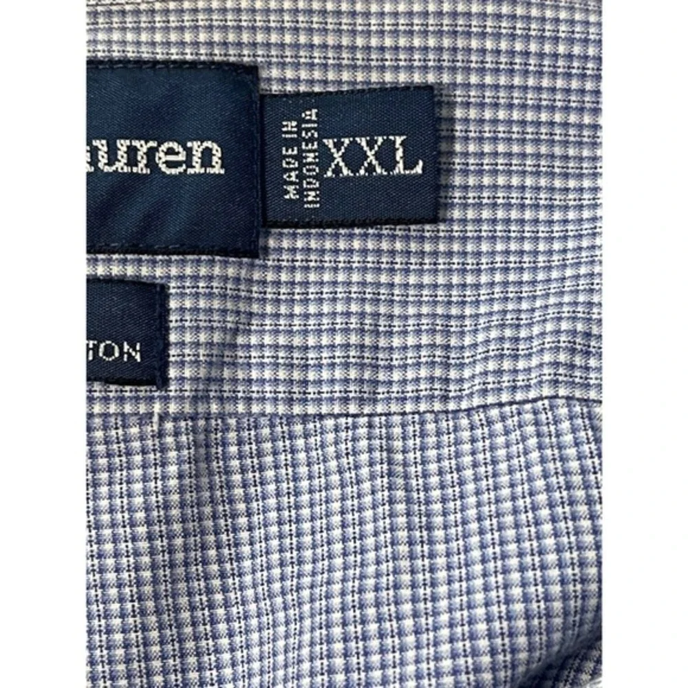 Polo Ralph Lauren Blake Shirt Mens XXL Blue White Micro Check Cotton‎ coastal